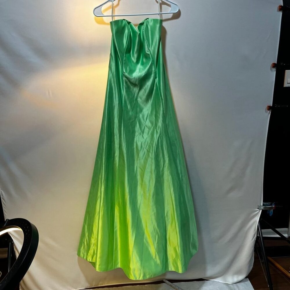 Jessica McClintock Gunne Sax Strapless Satin Ball Gown Lime/Black 5 HOLIDAY - Picture 14 of 16